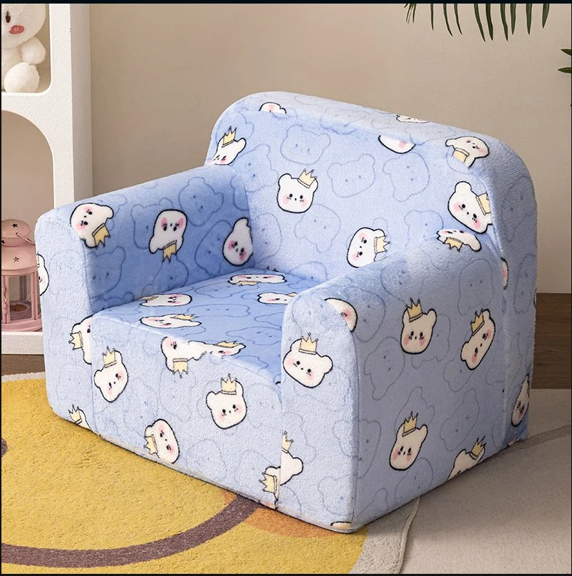 Single Seater Kid Sofa Chair, Foam Toddler Couch With Glow-in-the-dark Velvet, Compressed Packing 3-year -old Children’s Chair, Multiple Pattern Fabric Toddler Sofa For Kindergarten Use